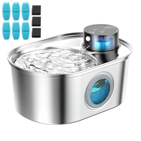 Cat fountain wireless stainless steel - drinking fountain for cat battery operated dog fountain water fountain sensor fountain cat drinking fountain water dispenser for cat wirelessly quiet water pump with 6 filters