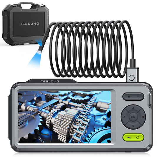 5mm endoscope camera with light, Teslong 1080P HD dual lens endoscope camera, 5-inch color screen endoscope, IP67 waterproof inspection camera snake camera, 32GB TF card (5 meters)