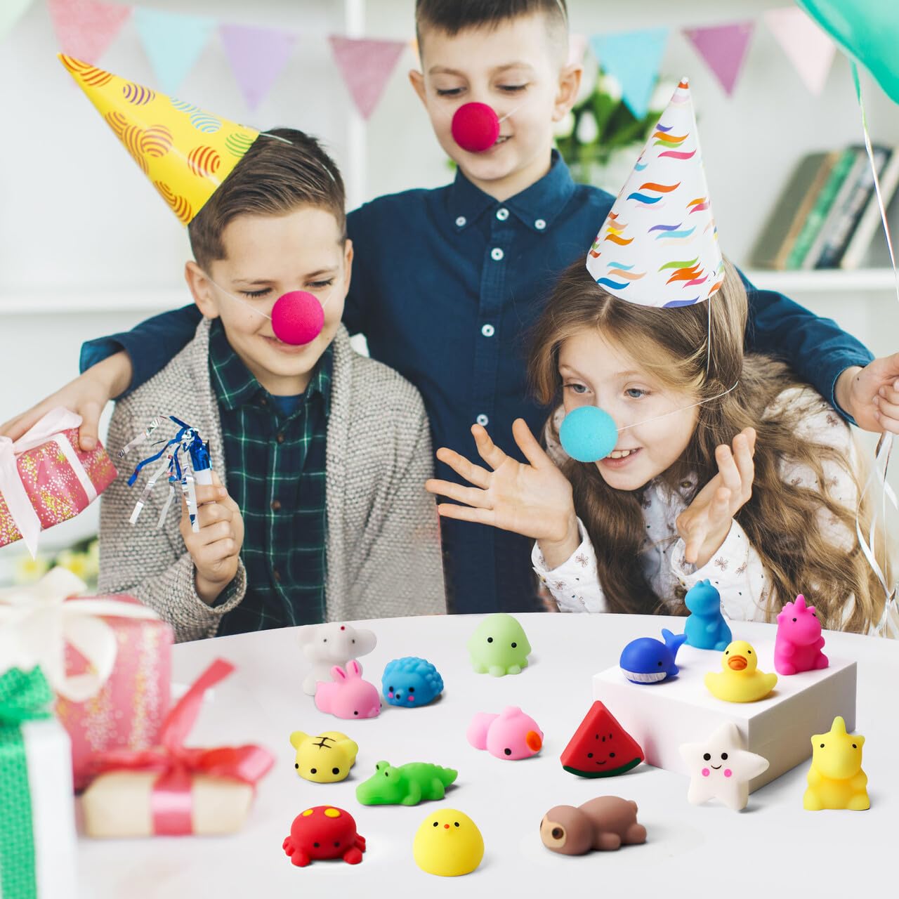JOYIN Mochi Squishy Toy Set, 50 Pack Mini Mochi Party Favors for Kids Birthday 3 Years and Up, Kawaii Squishy Goodies for Kids Birthday, Small Gifts for Children, Advent Calendar Fillings for Kids