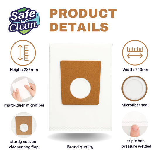 40 vacuum cleaner bags compatible with Siemens series: Z2.0, Z 2.0 / Z3.0, Z 3.0 / Z4.0, Z 4.0 / Z5.0, Z 5.0 / Z7.0, Z 7.0 vacuum cleaners - VZ41FGALL, Type G by Microsafe.