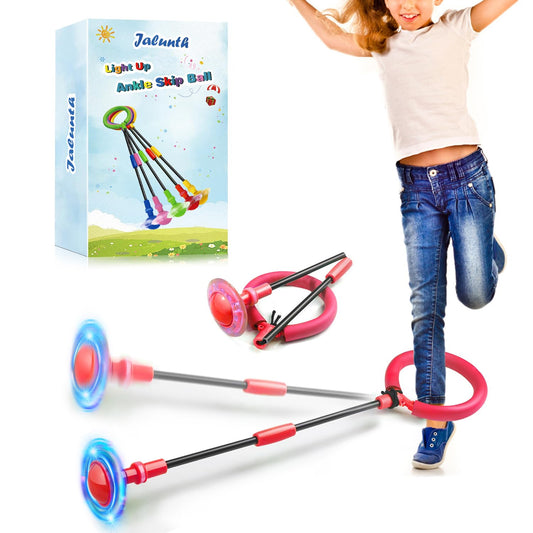Jalunth Springring Foot Spinner Swing Wheel Outdoor Garden Blinking Toy Games Kids Adults Boys Girls 5-13 Years Christmas Gifts with LED Light Wheel