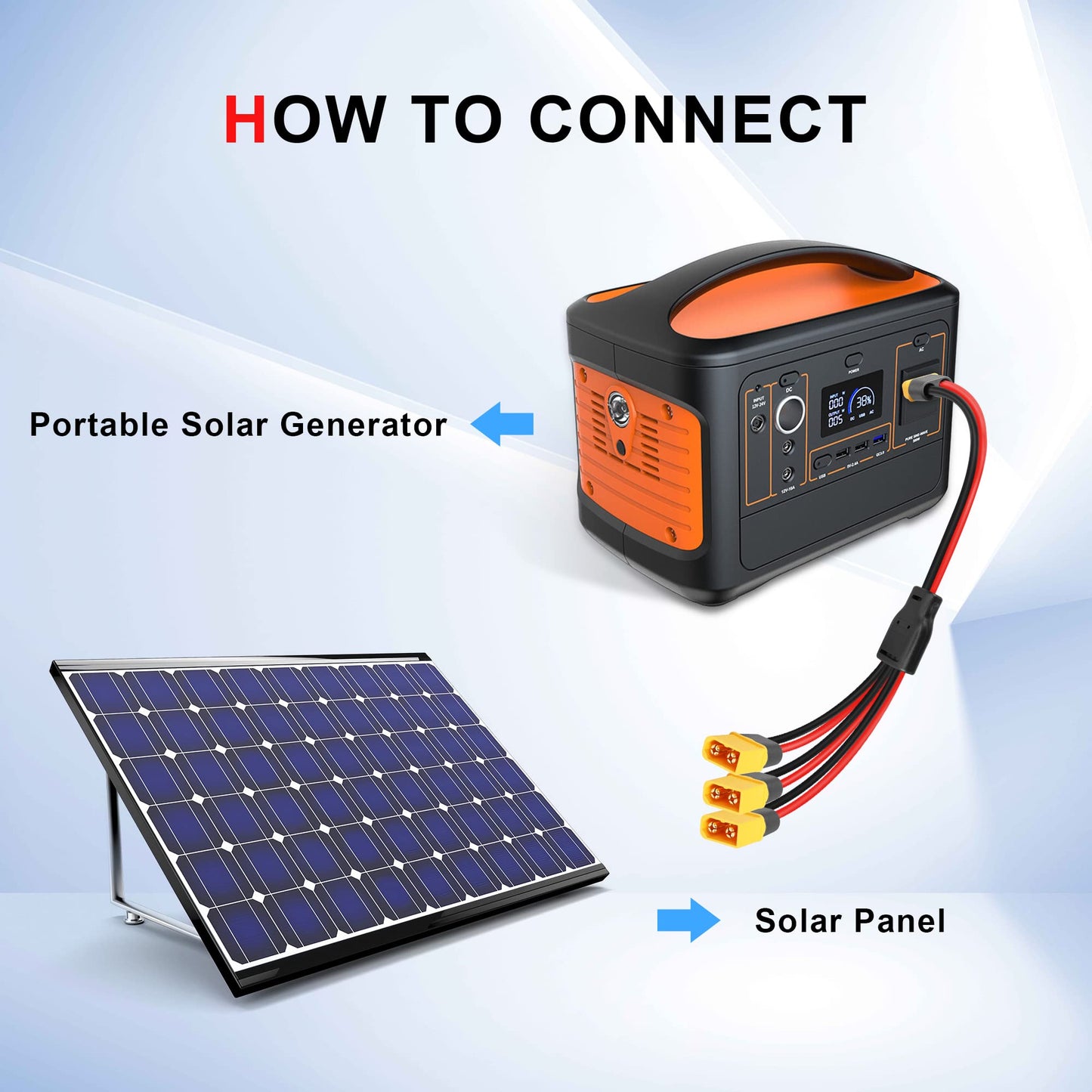 GINTOOYUN XT60 Splitter Extension Cable 1 Socket to 3 Plugs Adapter, 12AWG XT60 Power Extension Cable for Solar Panel, Solar Generator, Portable Power Station, Drone, RV, Boat, etc. (0.3M)
