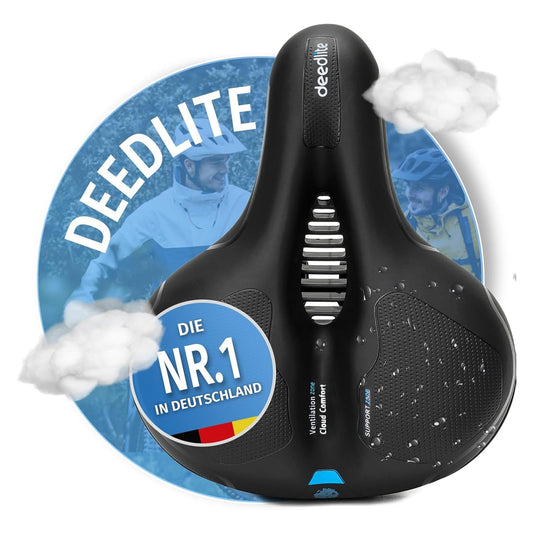 Bike seat Cloud Comfort Pro Max Saddle - Finally Pain-Free Cycling Comfortable Soft Memory Foam Bicycle Saddle with Red Warning Stripe City Bike Saddles Mountain Bike Saddles with Suspension