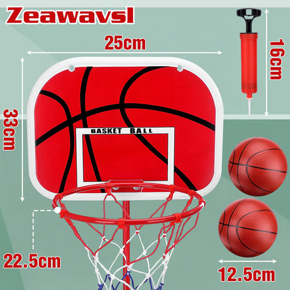 Zeawavsl Kids Basketball Hoop, Mini Basketball Hoop, Adjustable Height for Indoor and Outdoor Use, Includes 2 Basketballs Easy Assembly, Suitable for Kids Aged 3 to 8 Years