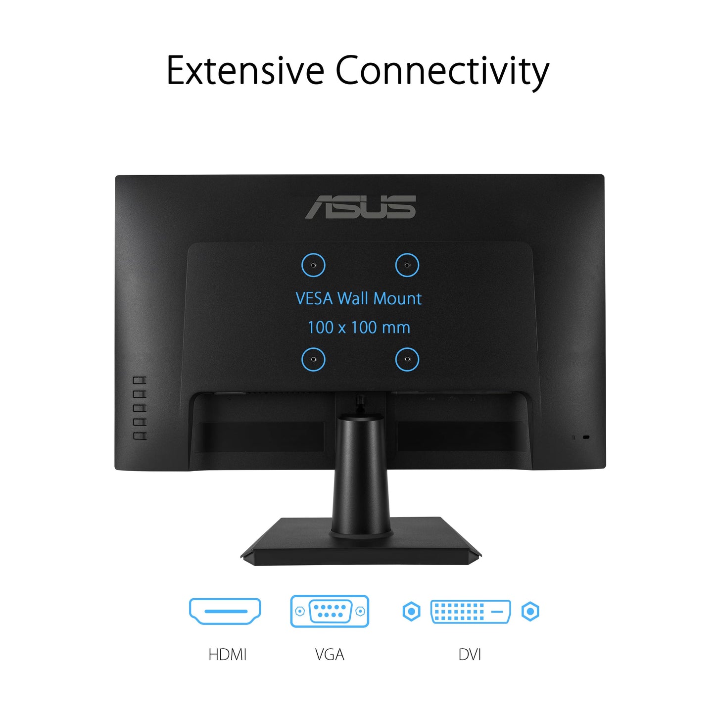 ASUS Eye Care VA24EHE - 24 inch Full HD Monitor - Frameless, Flicker-Free, Blue Light Filter, FreeSync - 75 Hz, 16:9 IPS Panel, 1920x1080 - DVI, HDMI, D-Sub