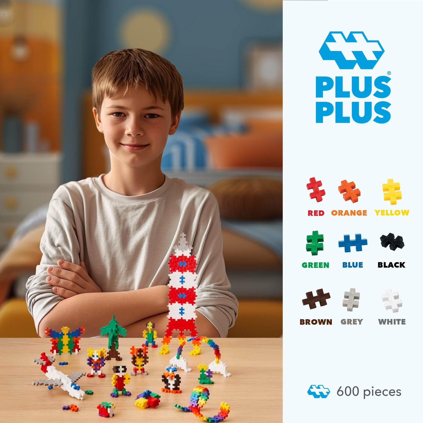 Plus-Plus 3310 Creative building toy, Open Play Basic, Building blocks set, 600 pieces