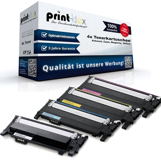 4X Print-Klex toner cartridges compatible with Samsung Xpress C430 C430 Series C430W C480 CLT-K404 CLT-C404 CLT-M404 CLT-Y404 CLT404 CLT 404 Black Cyan Magenta Yellow - Value pack - Eco Office Series