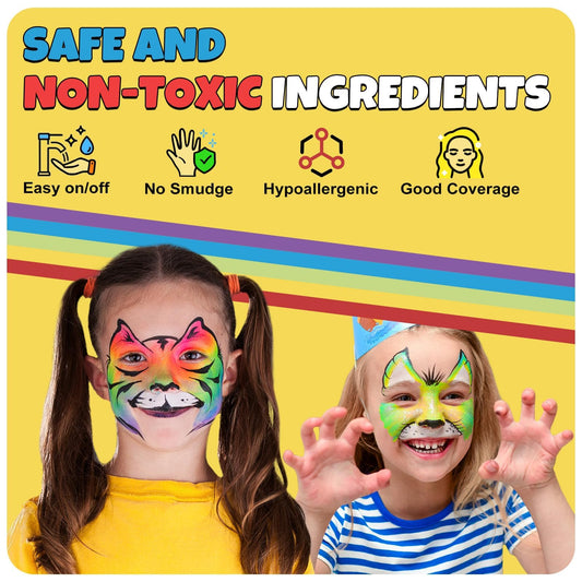 Children's makeup, split cake palette for face and body paint, carnival makeup for kids, Halloween face makeup set, body painting colors, carnival makeup set for girls.
