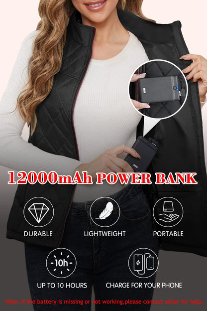 Kintiwe Heated Vest, Women's Heated Vest with 12000mAh Powerbank, Heated Jacket with 5 heating zones.