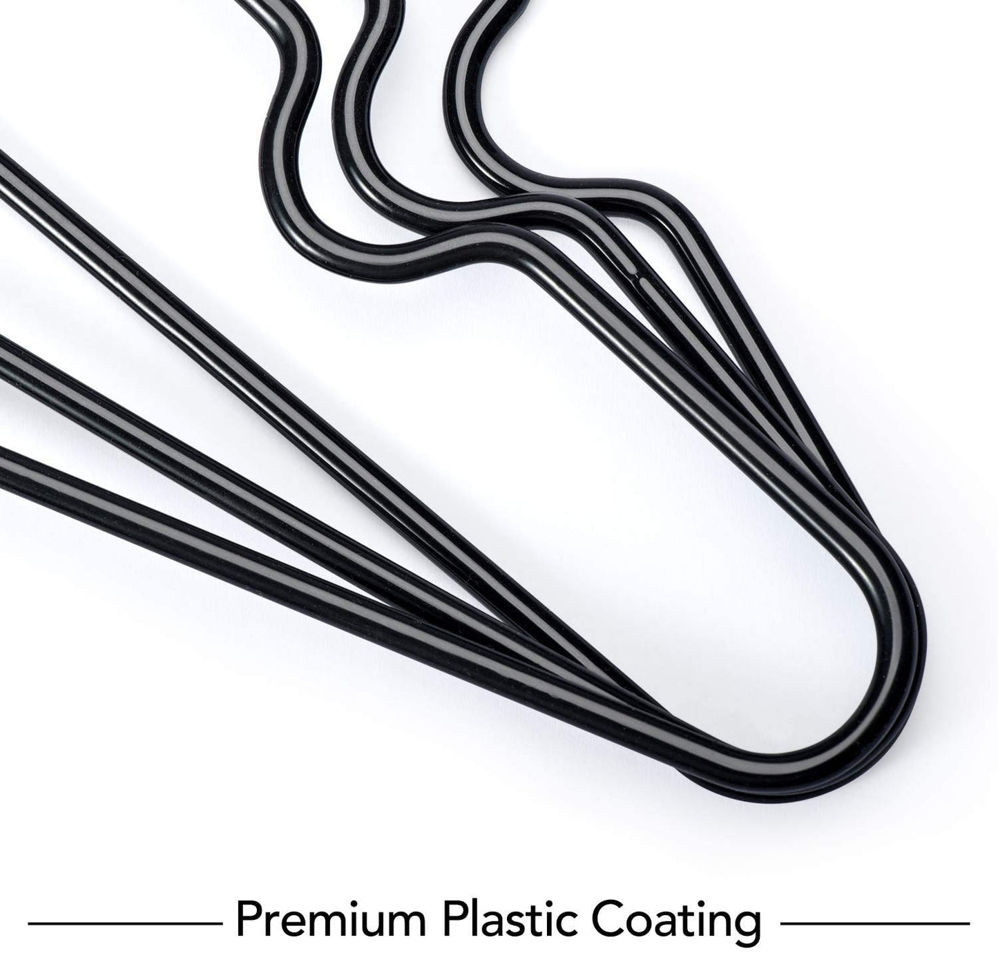 HOUSE DAY 40 Pack Black Hangers Rubber Coated Metal Wire Hangers Non Slip Space Saving Thin 0.4cm Thick