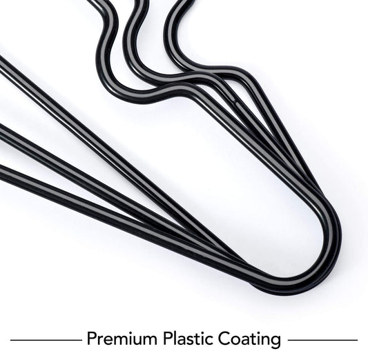 HOUSE DAY 40 Pack Black Hangers Rubber Coated Metal Wire Hangers Non Slip Space Saving Thin 0.4cm Thick