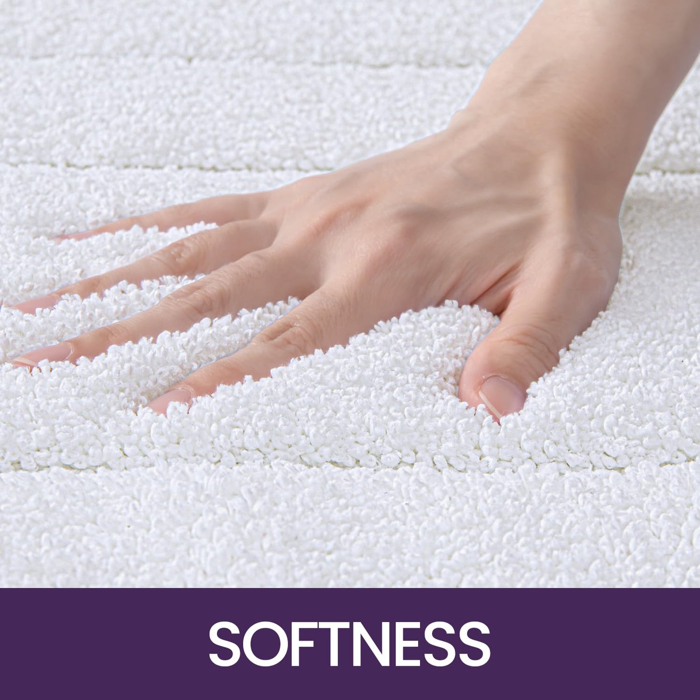 DEXI Bath Mat, Non-Slip Soft Bathroom Rug, Absorbent Bathmat, Machine Washable Bath Rug for Shower, Bathtub, and Toilet, White, 60 x 110 cm.