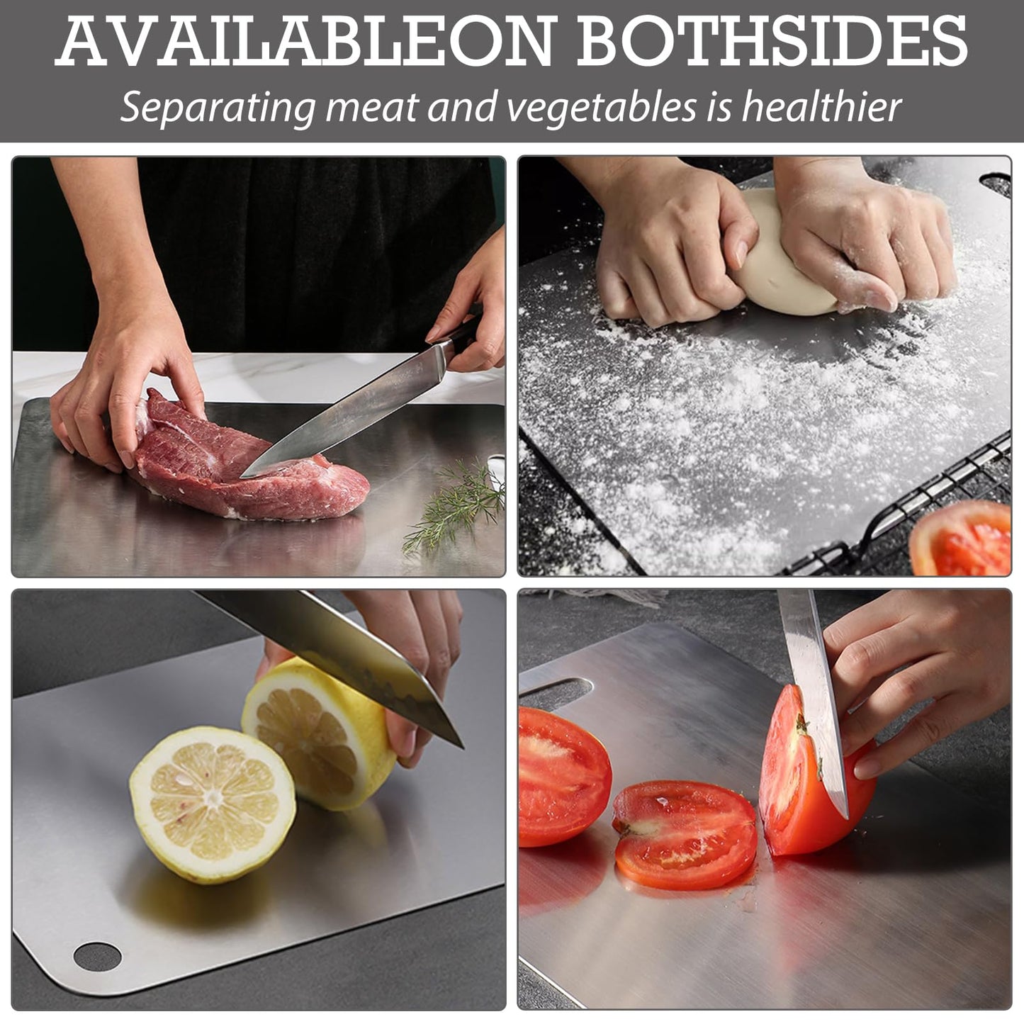 WYFDCZZP Titanium Chopping Board, 2 Stainless Steel Chopping Boards, Baking Board, Kitchen Board made from Titanium Stainless Steel for cutting in the kitchen.