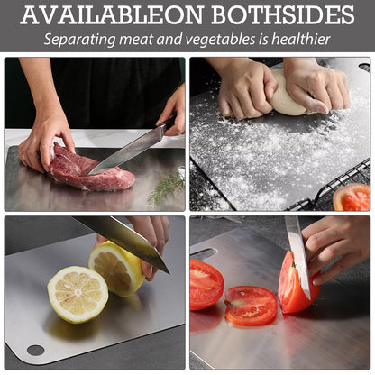WYFDCZZP Titanium Chopping Board, 2 Stainless Steel Chopping Boards, Baking Board, Kitchen Board made from Titanium Stainless Steel for cutting in the kitchen.