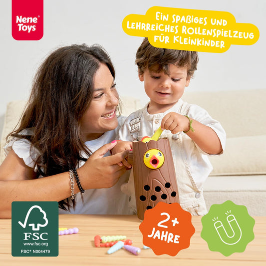 Nene Toys Little Woodpecker - Magnetic toy for kids aged 2 and up - Educational game for toddlers with colors & magnets - Toy to promote fine motor skills - Gift for 2-3 year old boys and girls