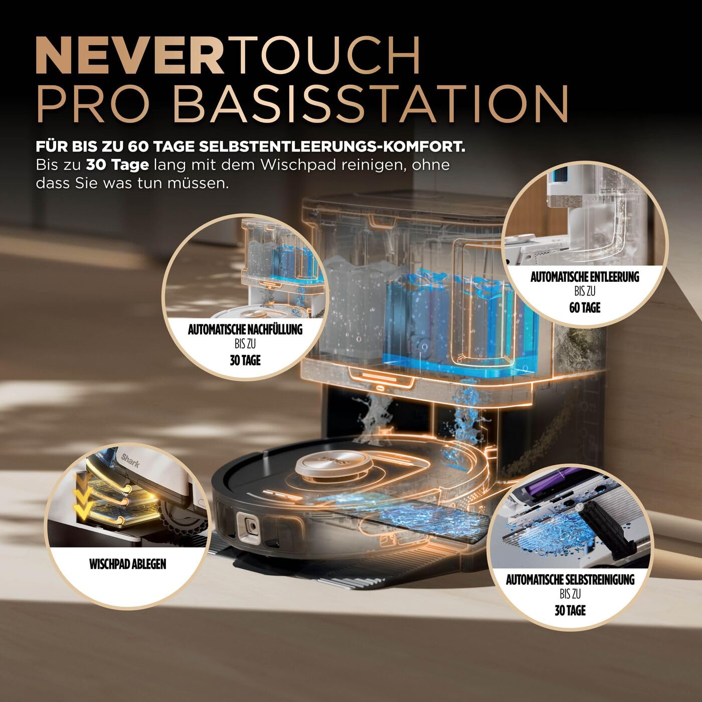 Shark PowerDetect 2-in-1 Vacuum & Mop Robot, NeverTouch Pro 60 Days, Self-Empty, Fill & Clean, 3D & LiDAR Nav, NeverStuck Obstacle Avoidance, App Control, White, AV2800ZEEUWH.