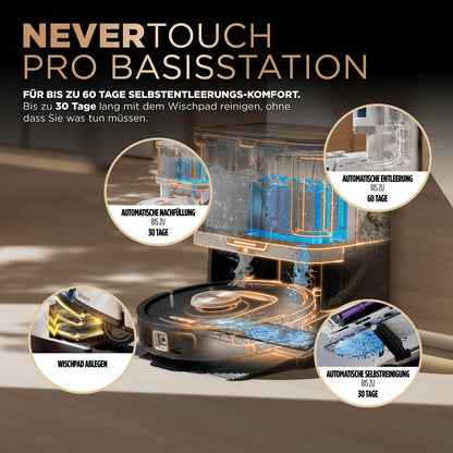 Shark PowerDetect 2-in-1 Vacuum & Mop Robot, NeverTouch Pro 60 Days, Self-Empty, Fill & Clean, 3D & LiDAR Nav, NeverStuck Obstacle Avoidance, App Control, White, AV2800ZEEUWH.