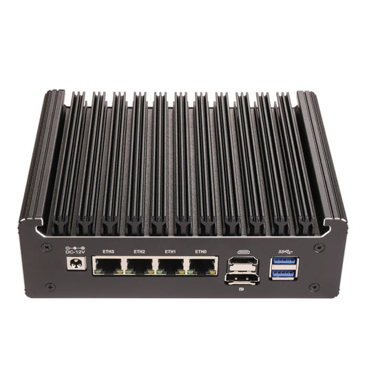 HSIPC Alder Lake N100 Quad Core Firewall Micro Appliance, Mini PC, Nano Computer, Router with 32G RAM 512G SSD, 4*i226-V RJ45 Port AES-NI