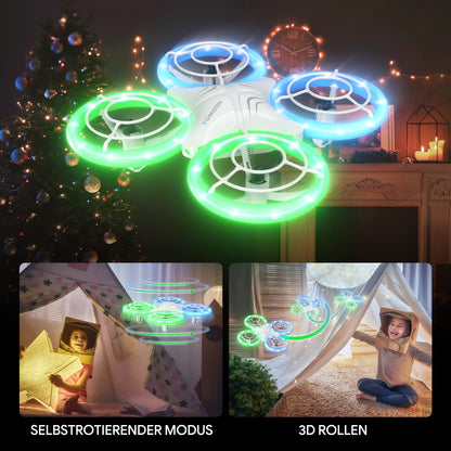 TOMZON Mini Drone for Kids, Blue and Green LED Lights, RC Quadcopter with 2 Batteries, Headless Mode, Throw Go/3D Flip/Rotation/Circle Fly for Beginner Kids