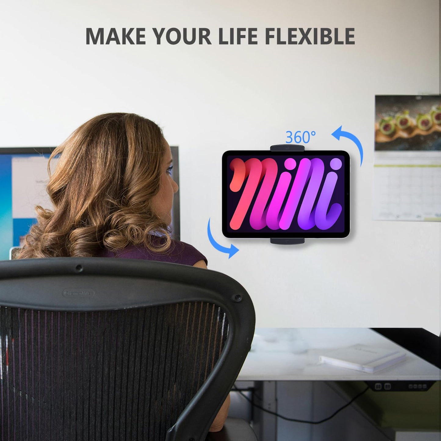 Lucrave Tablet Wall Mount made of aluminum - 360° Rotatable, Adjustable, Compatible with iPad Pro/Mini, Galaxy Tab, Surface Pro, Kindle, All 4.7-12.9"