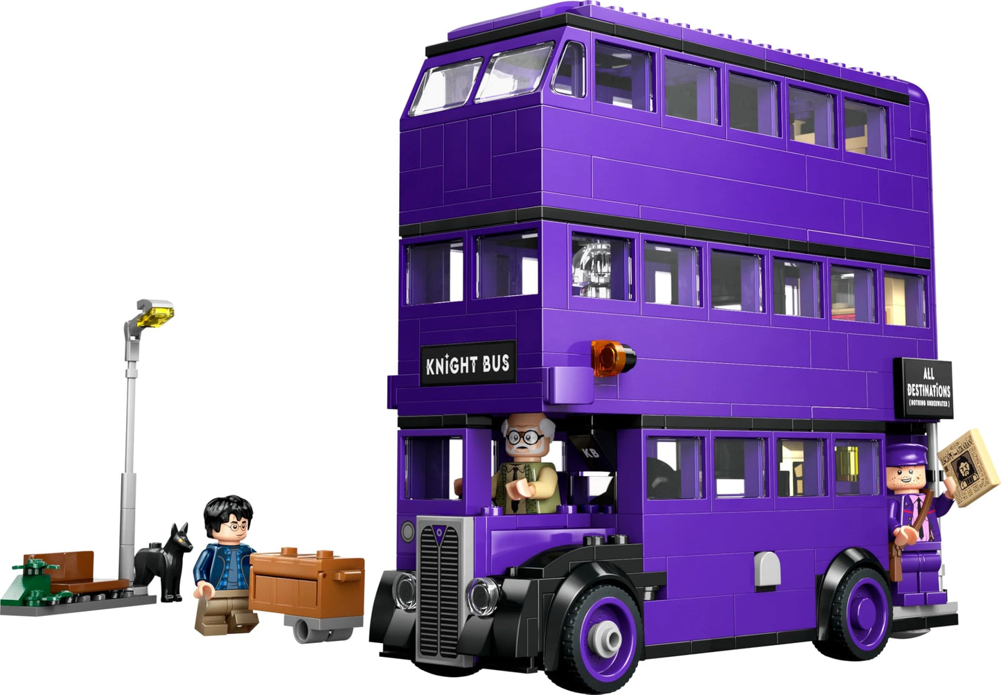 LEGO Harry Potter Knight Bus Adventure set includes 5 minifigures and accessories like wands. Perfect gift for kids 8+ years old.