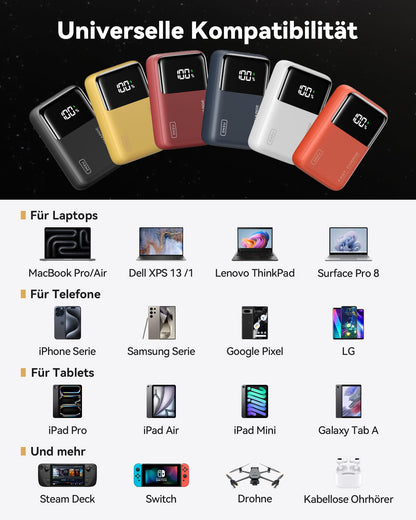INIU Power Bank, 25000mAh 100W power bank small but powerful for phones & laptops, fast outdoor camping external phone batteries, compatible with MacBook iPhone Samsung Steam Deck for men and women, orange