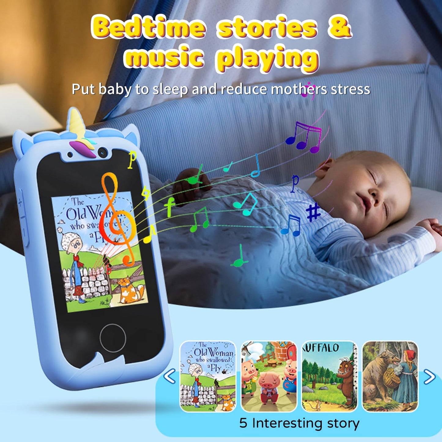 Ashfly 2.4" Unicorn Kids Camera, 1080P HD Dual Camera Children's Toy, Recordable Video, Kids Smartphone Toy with SD Card, Pretend Smartphone for 3-10 Year Old Girls and Boys.