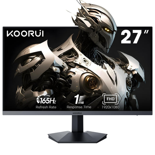 KOORUI Gaming Monitor 27 inch, Full HD Frameless Screen 165Hz Adaptive Sync (1ms, VA Panel, Eye-Care, 1920 x 1080, 2xHDMI 2.0, & DisplayPort 1.4, VESA 75x75mm, DCI-P3 90%)