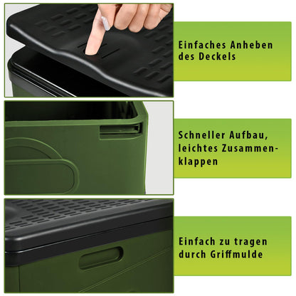 Montafox Foldable Camping Toilet up to 150kg Mobile WC Portable Compost Toilet with 12 Toilet Bags, Color: green/black