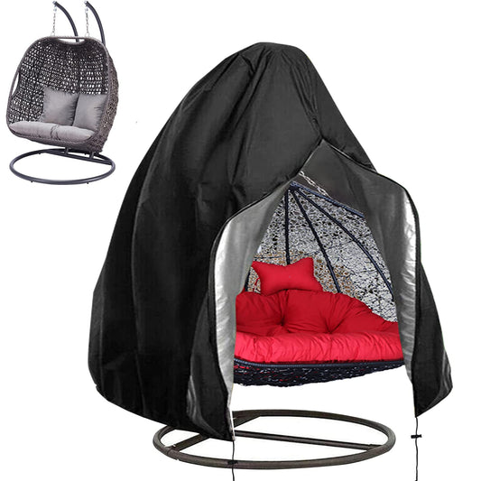 Hanging Chair Cover, longziming Large Cover for Hanging Chair Oxford Waterproof, Windproof, UV Resistant, with PVC Coating, Drawstring Black (200 x 230 cm)