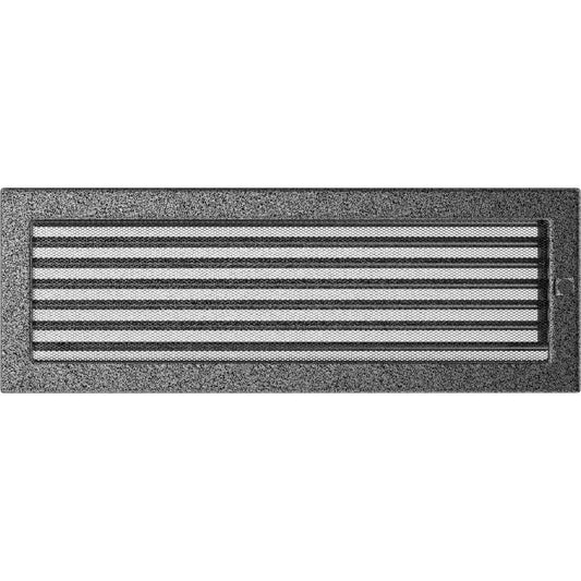 Short ventilation grille fireplace grille 17cm x 49cm black-silver with louvers