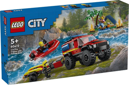 LEGO City Fire SUV with rescue boat, Off-road car toy & City Blue Monster Truck, Off-road car toy, vehicle set.