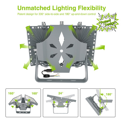 STASUN 100W LED Flood Light Outdoor, 10000LM Super Bright LED Floodlight Outside Spotlight, IP66 Waterproof, 6000K Daylight, 2 Floodlights with Adjustable Head, for Garden, Garage, Hotel, etc.