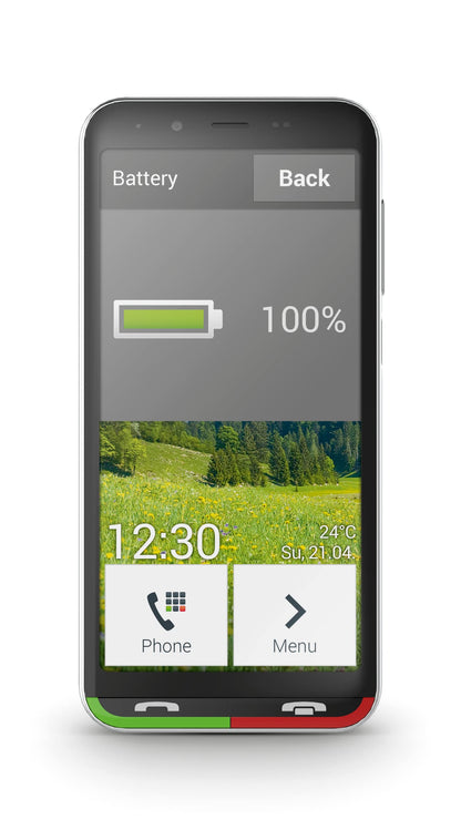 Emporia Super Easy - 4G smartphone, easy to use, SOS button, 4.95-inch display, 32 GB, 3 GB RAM, 13 Mpx camera, Android 10, charging station, Black (Italy)