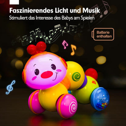 CubicFun Musical Baby Toy Caterpillar for 6-8-9-12 months, crawling toy with light & sound, interactive crawling caterpillar baby toy for 6 8 9 12 months, tummy time toys for boys girls
