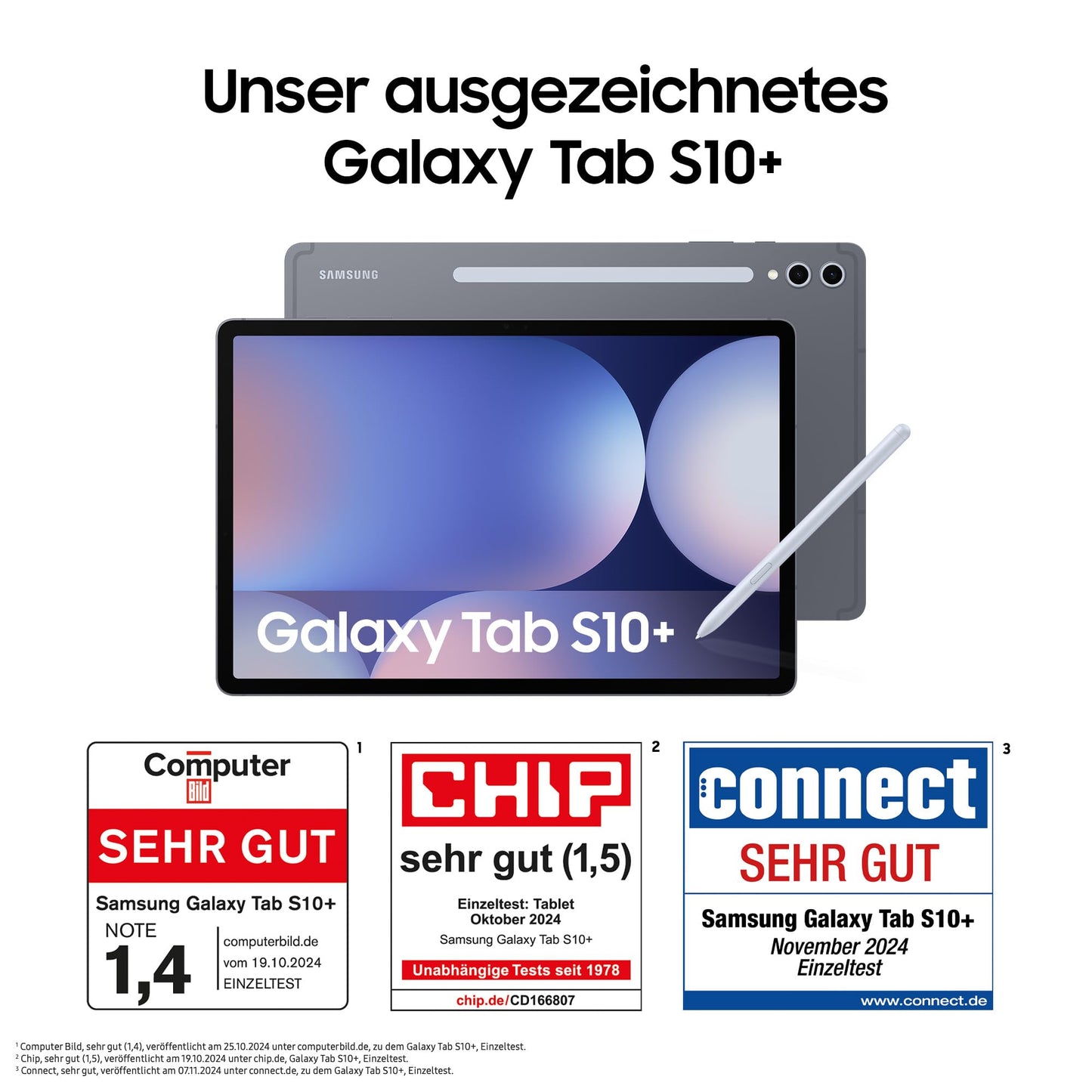 Samsung Galaxy Tab S10+ AI Tablet, Android Tablet, 12GB RAM, 256GB storage, AMOLED display, anti-reflective coating, Includes S Pen, WiFi, Moonstone Gray, 36-month manufacturer's warranty
