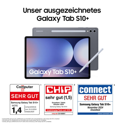 Samsung Galaxy Tab S10+ AI Tablet, Android Tablet, 12GB RAM, 256GB storage, AMOLED display, anti-reflective coating, Includes S Pen, WiFi, Moonstone Gray, 36-month manufacturer's warranty