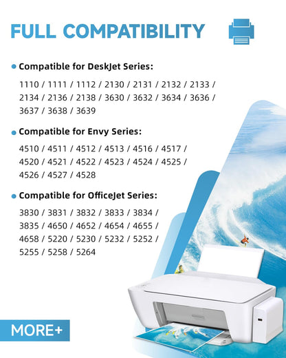 302XL printer cartridges are compatible with original HP 302 printer cartridges in black and color multipacks. 302 XL for Envy 4525 4520 4522 4523 OfficeJet 3830 3831 3833 5230 DeskJet 3630 3636 3638 3639 1110.