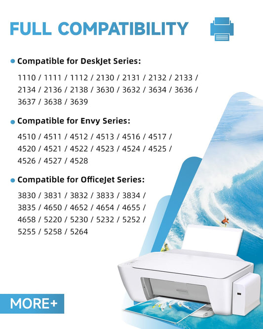 302XL printer cartridges are compatible with original HP 302 printer cartridges in black and color multipacks. 302 XL for Envy 4525 4520 4522 4523 OfficeJet 3830 3831 3833 5230 DeskJet 3630 3636 3638 3639 1110.