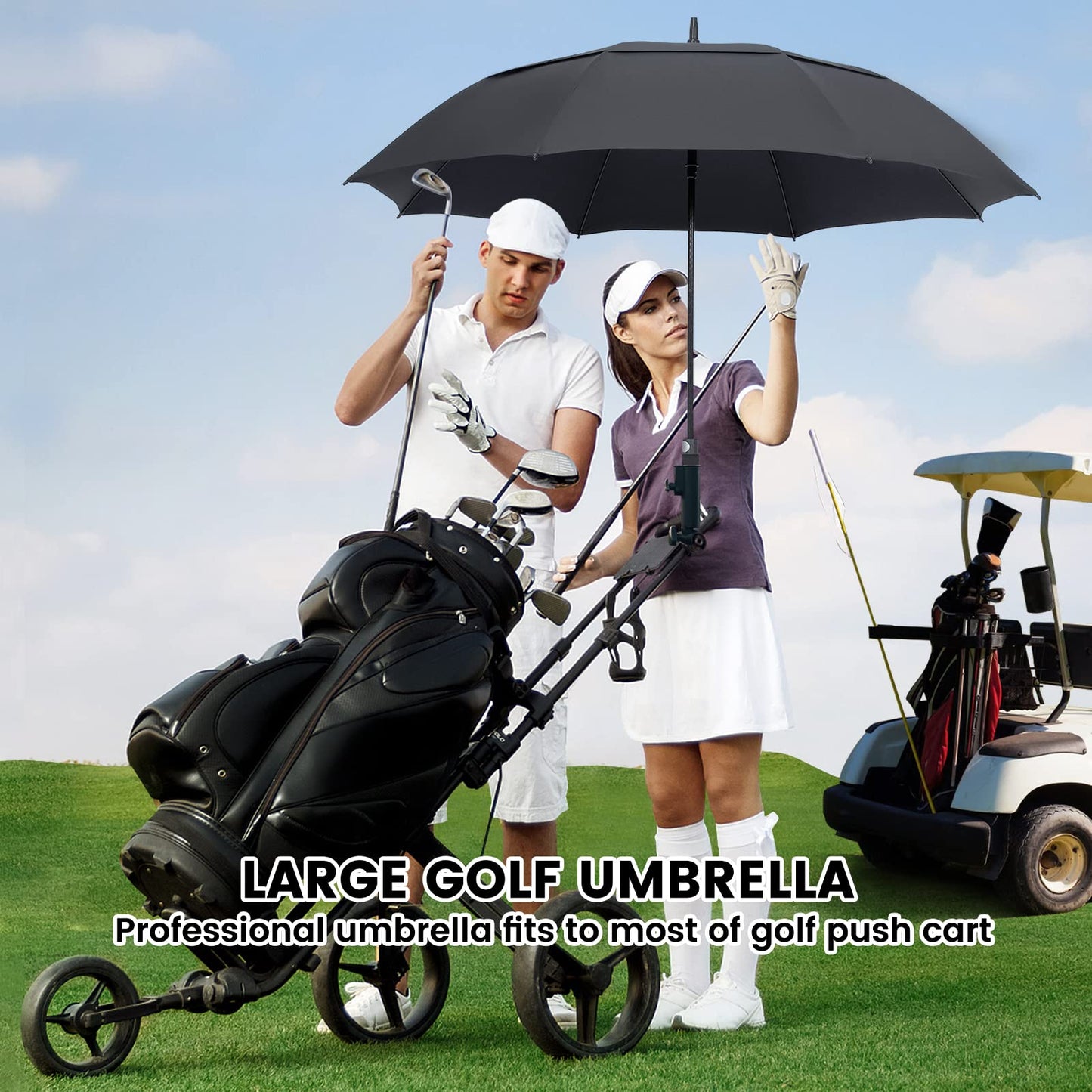 ZOMAKE Large Windproof Umbrella XXL, Large Golf Umbrella Windproof Stable, Large Golf Umbrella for Men Women 2 Persons (Black)