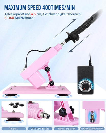 iKenmu Sex Machine Sex Toy Fucking Machine for Women Pink Sex Dildos Machine with 4" Suction Cups Love Machine Man Women Couples Sex 4*Accessories Automatic Masturbation Sex Machines