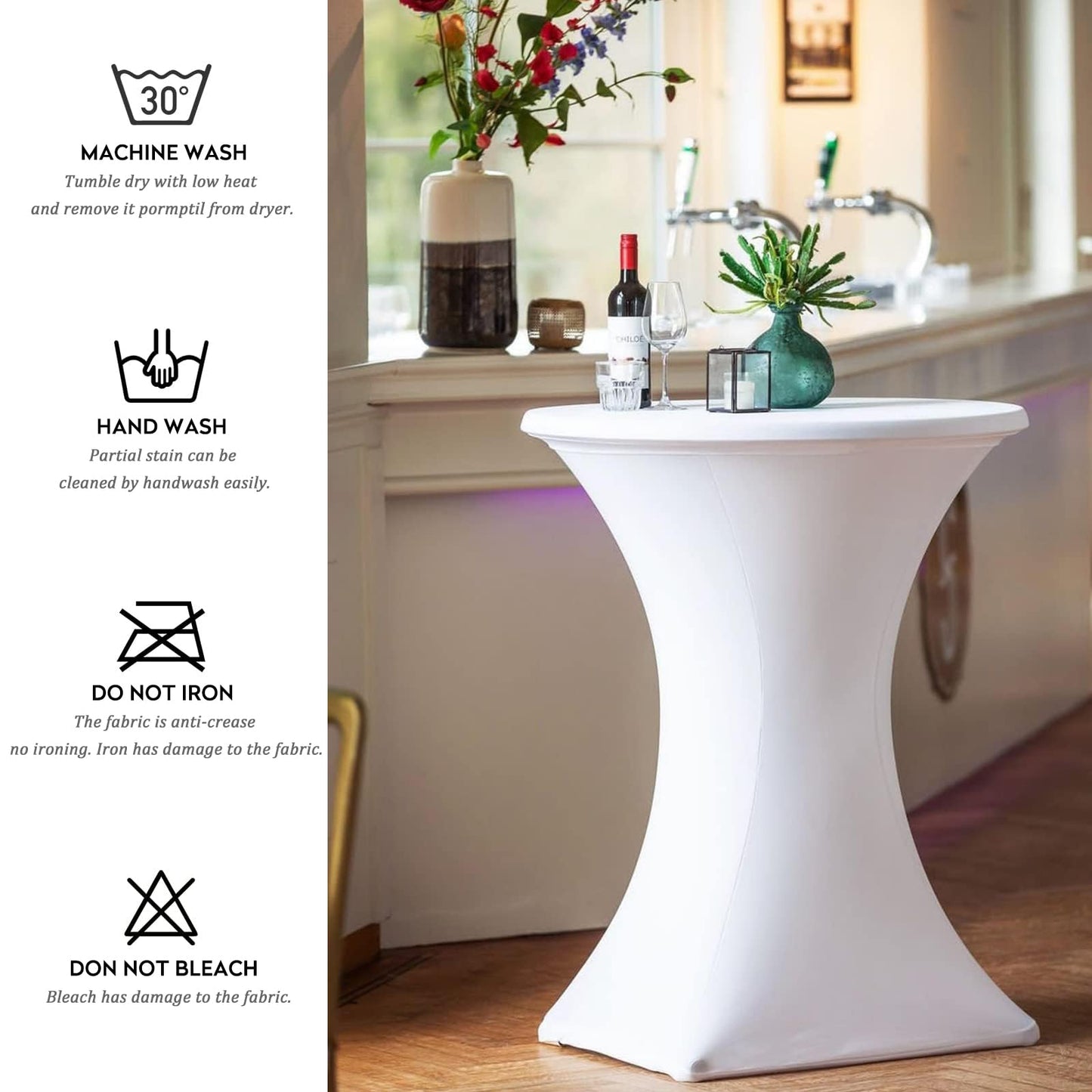 KAYBTNT 3-piece Set Cocktail Table Covers Ø 80 cm, Many Colors, Spandex Stretch Cocktail Table Covers, Reinforcement in the foot area, Elegant Round Tablecloth for Bistro Table Wedding Cocktail Party, Green