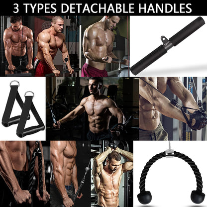 Favuit Cable Pulley Fitness Cable Lat Pull-down Forearm Trainer Set, Gym Arm Strength Training Triceps Rope Weight Fitness Equipment DIY Lat Pull Tower Cable Pulley System for Home Gym Biceps Curl Triceps Arm Training.