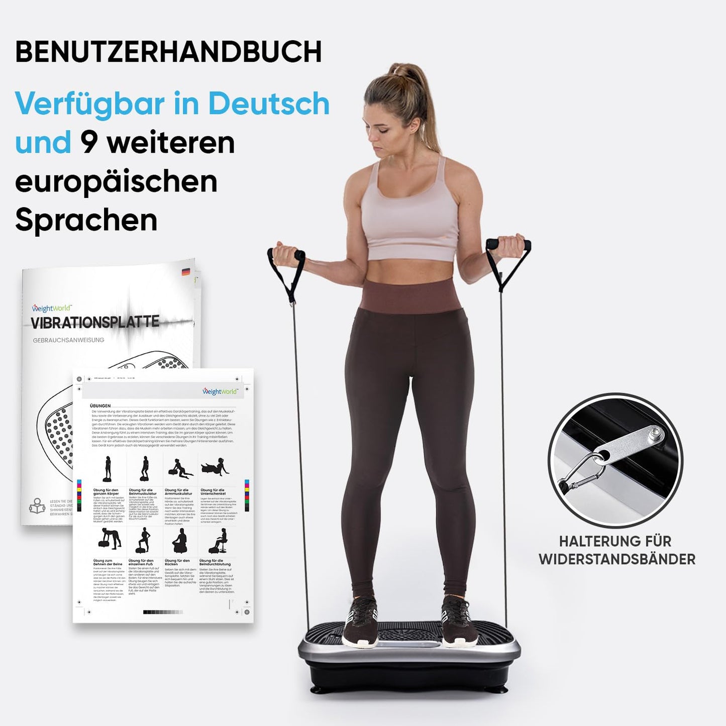 Vibration plate - 99 intensity levels - 5 training programs - Fitness equipment for home - Massage and sports device with Bluetooth for home workout - WeightWorld