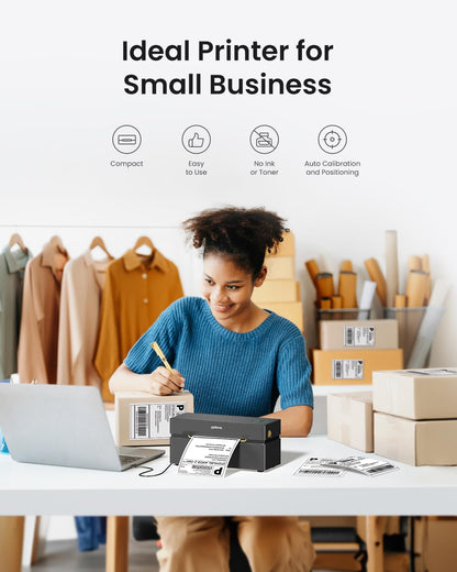 POLONO Bluetooth Label Printer, Labeling Machine 4x6 DHL label printer, Label Printer for iOS, Android, Windows and Mac, Compatible with Amazon, Ebay, Shopify, Etsy, USPS (black)
