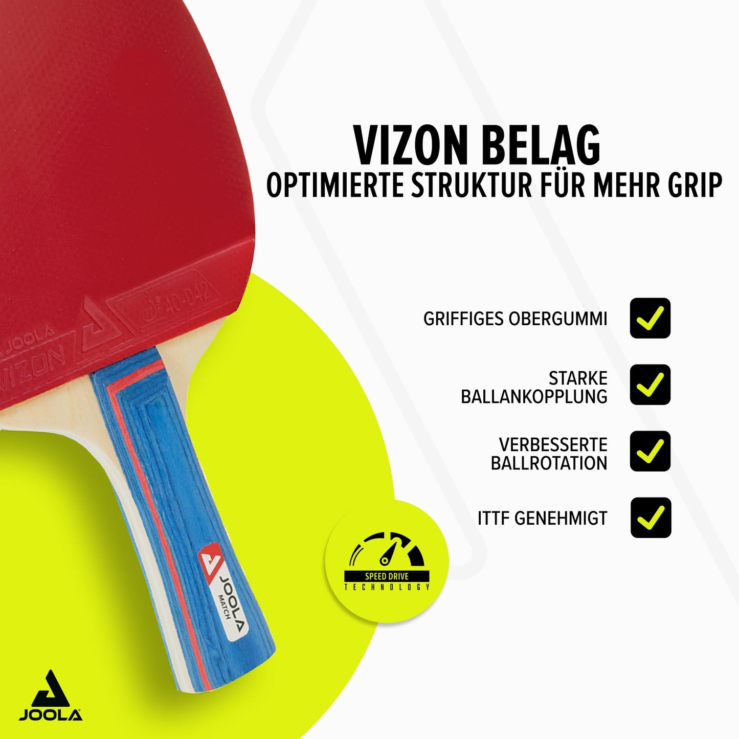JOOLA 54820 Table Tennis Set Duo includes 2 table tennis rackets + 3 table tennis balls + 1 storage bag, multi-color, one size.