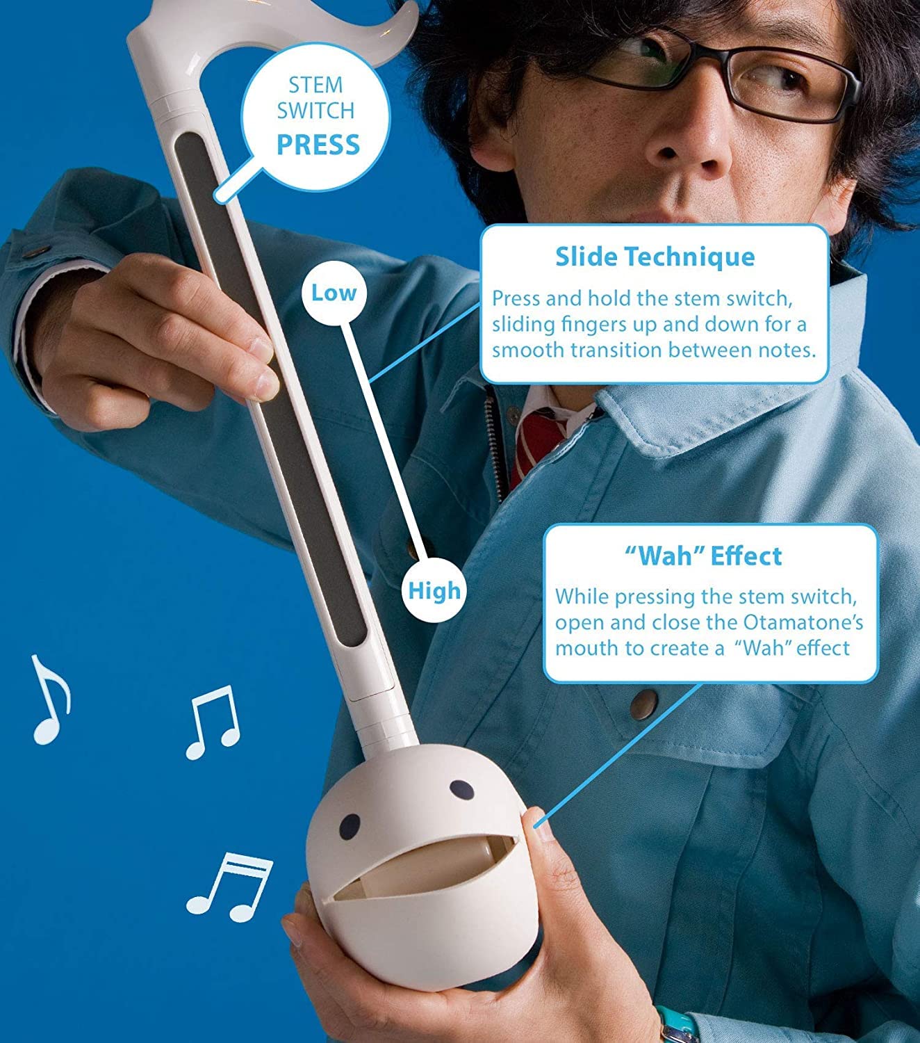 Otamatone Deluxe Black Electronic Music Instrument, Portable Digital Music Instruments Synthesizer, Kids Teens Adults, Fun Cool Birthday Christmas Gift Toy