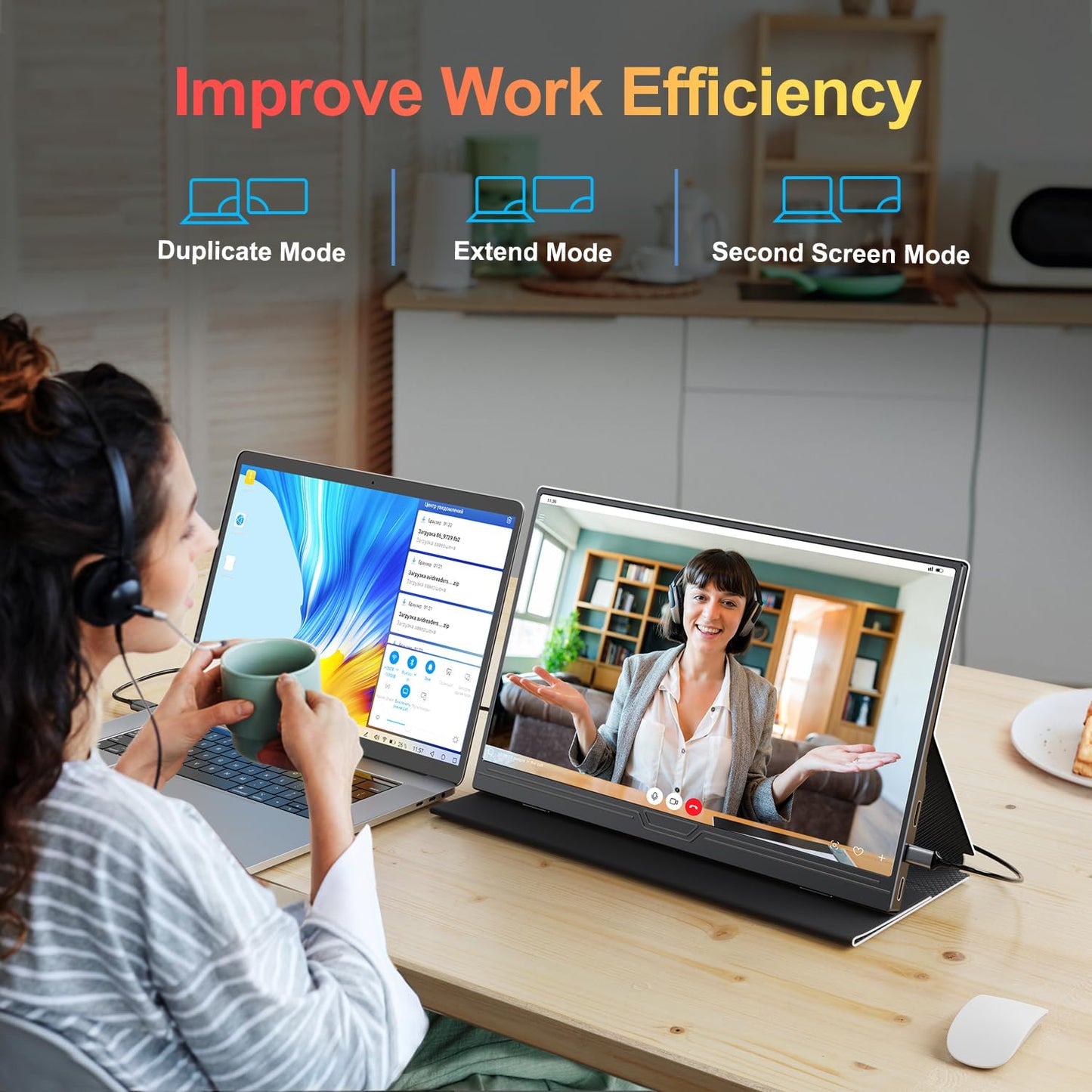 MOMODS Portable Monitor, 15.6 inch Portable Mobile Monitor 1080P FHD IPS FreeSync with Mini HDMI USB C, Second Screen for Laptop/PC/Mac/PS5/Xbox