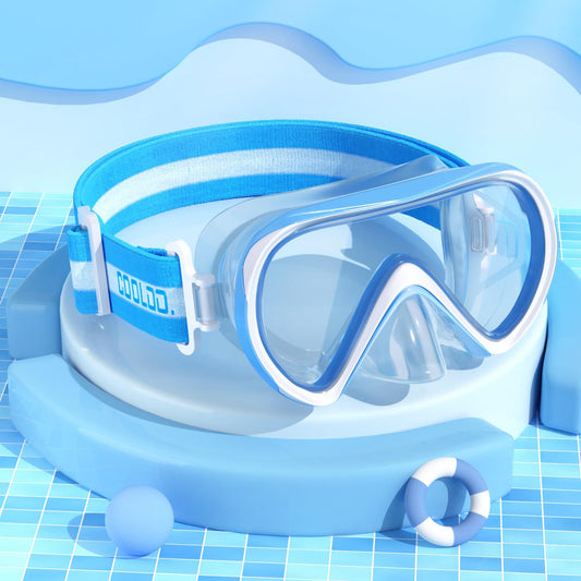 COOLOO Kids Diving Goggles with fabric strap, Swim Goggles for Boys Girls Teens, 【Patent】 Snorkel Mask 180°Panoramic HD Anti Fog Anti Leak Diving Mask for 4-16 years