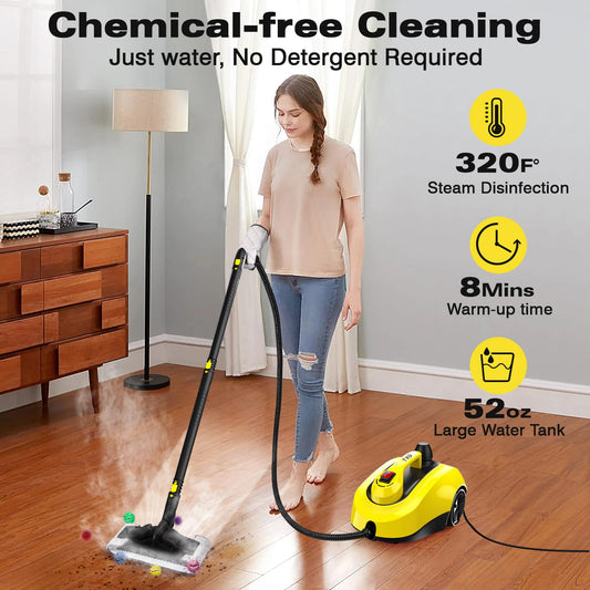 TVD steam cleaner, upholstery cleaner device, steam cleaner with 5m extra long power cord for floor steamer, oven, carpet, sofa, upholstery, bed bugs
